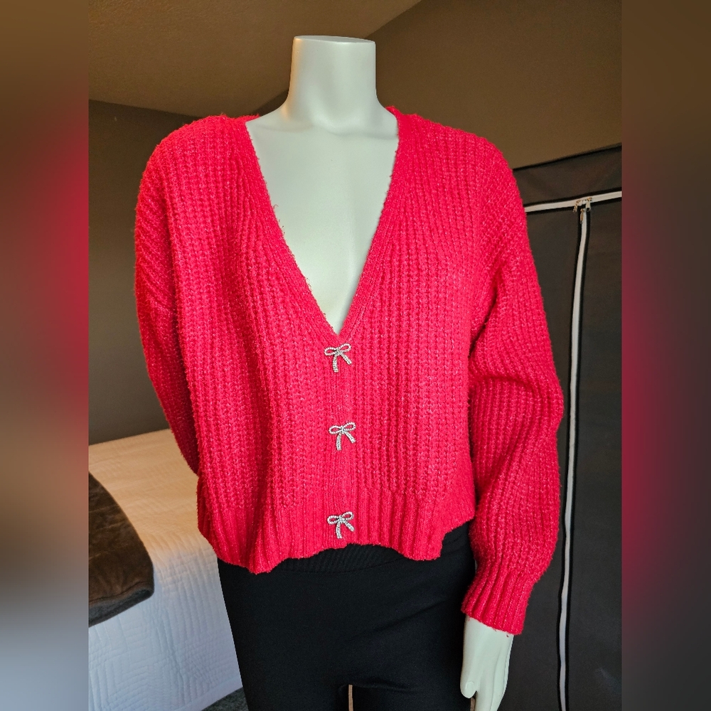 Pink Rose, XL, Red Sweater